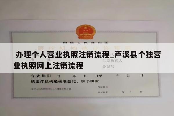  办理个人营业执照注销流程_芦溪县个独营业执照网上注销流程