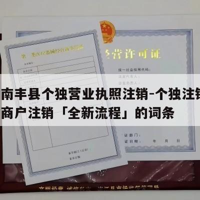 包含南丰县个独营业执照注销-个独注销,个独工商户注销「全新流程」的词条
