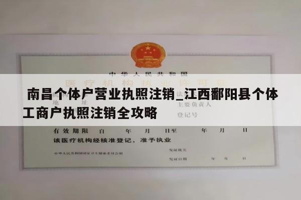  南昌个体户营业执照注销_江西鄱阳县个体工商户执照注销全攻略