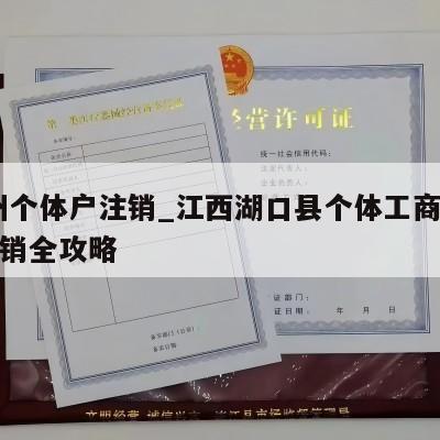  梅州个体户注销_江西湖口县个体工商户执照注销全攻略