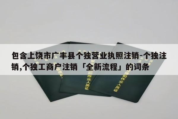 包含上饶市广丰县个独营业执照注销-个独注销,个独工商户注销「全新流程」的词条