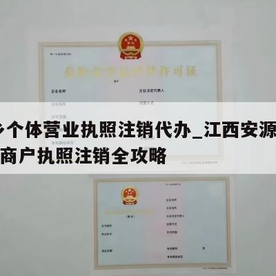  萍乡个体营业执照注销代办_江西安源区个体工商户执照注销全攻略