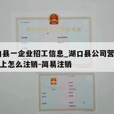  湖口县一企业招工信息_湖口县公司营业执照网上怎么注销-简易注销