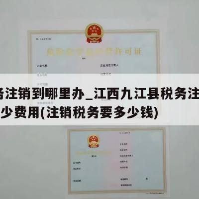  税务注销到哪里办_江西九江县税务注销一般多少费用(注销税务要多少钱)