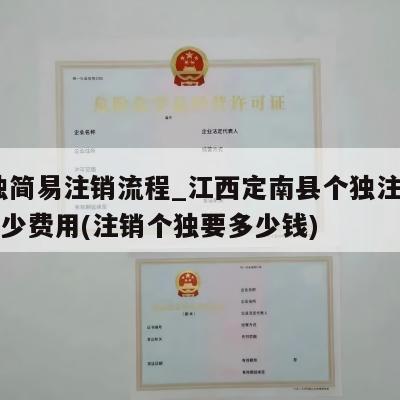  个独简易注销流程_江西定南县个独注销一般多少费用(注销个独要多少钱)