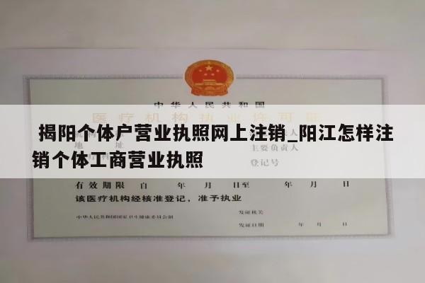  揭阳个体户营业执照网上注销_阳江怎样注销个体工商营业执照