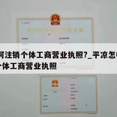  如何注销个体工商营业执照?_平凉怎样注销个体工商营业执照