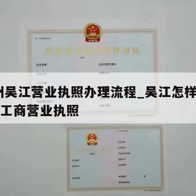  苏州吴江营业执照办理流程_吴江怎样注销个体工商营业执照