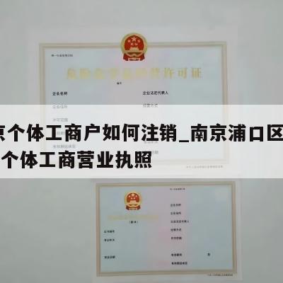  南京个体工商户如何注销_南京浦口区怎样注销个体工商营业执照