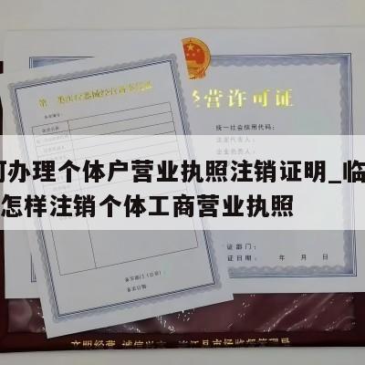  如何办理个体户营业执照注销证明_临沧耿马县怎样注销个体工商营业执照