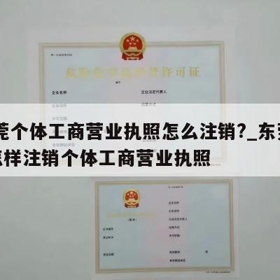  东莞个体工商营业执照怎么注销?_东莞桥头怎样注销个体工商营业执照