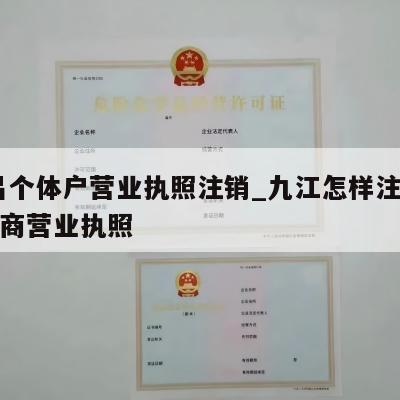  南昌个体户营业执照注销_九江怎样注销个体工商营业执照