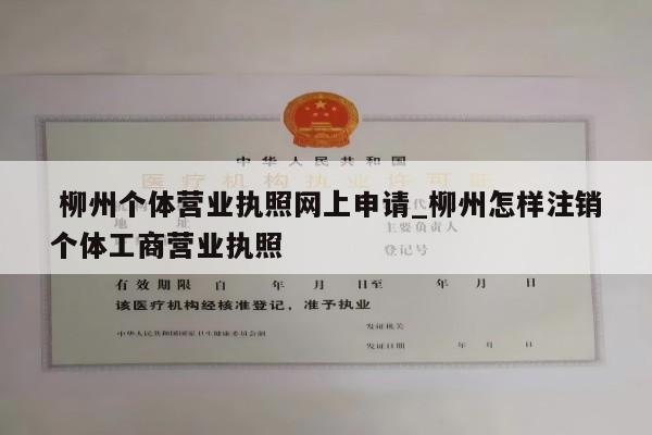  柳州个体营业执照网上申请_柳州怎样注销个体工商营业执照