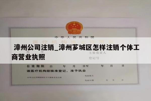  漳州公司注销_漳州芗城区怎样注销个体工商营业执照
