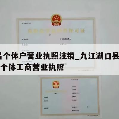  南昌个体户营业执照注销_九江湖口县怎样注销个体工商营业执照