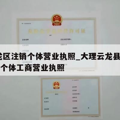  盘龙区注销个体营业执照_大理云龙县怎样注销个体工商营业执照