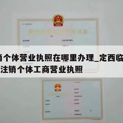  注销个体营业执照在哪里办理_定西临洮县怎样注销个体工商营业执照