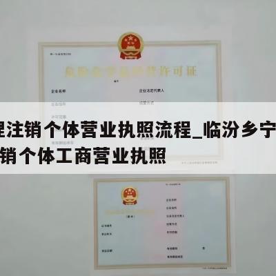  办理注销个体营业执照流程_临汾乡宁县怎样注销个体工商营业执照