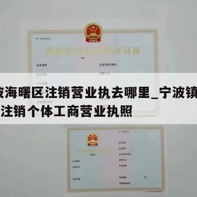  宁波海曙区注销营业执去哪里_宁波镇海区怎样注销个体工商营业执照