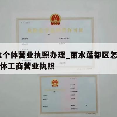  丽水个体营业执照办理_丽水莲都区怎样注销个体工商营业执照