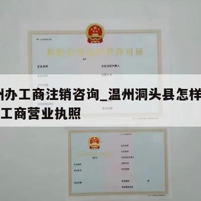  温州办工商注销咨询_温州洞头县怎样注销个体工商营业执照
